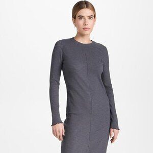 SWEATY BETTY Black Ribbed Henley Long Sleeve Midi Dress Size M